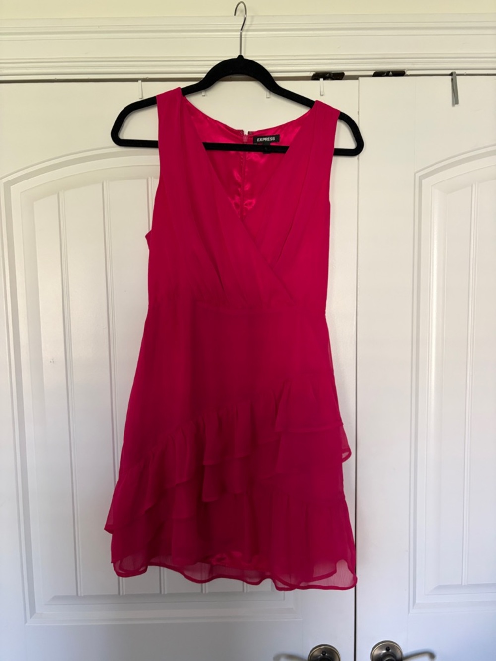 Express Fuchsia Sleeveless Ruffle Mini Dress